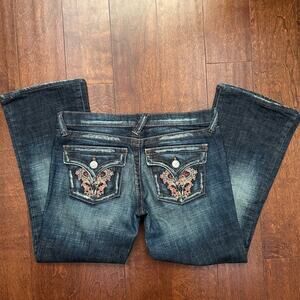 Plastic by Gly Early 2000s Y2K Style Blue Jeans,  Embroidered Pockets, Size 11